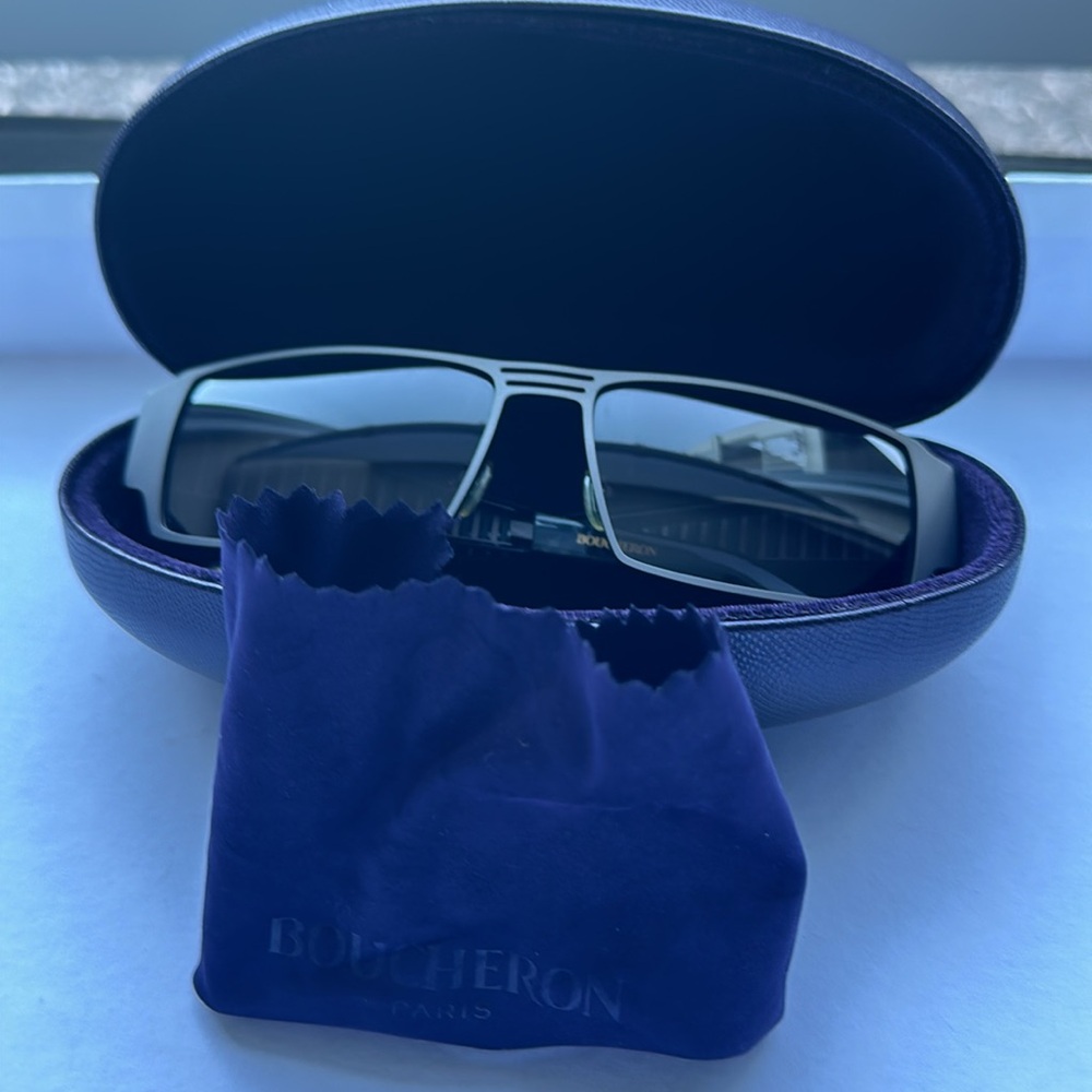 Boucheron Paris Bes 104.01 59-16-140 stunning gunmetal sunglasses - Picture 10 of 12